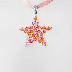 Pendant 30cm - Cassiopeia-Pale pink Suede - Pendant 30cm - Laiton argenté